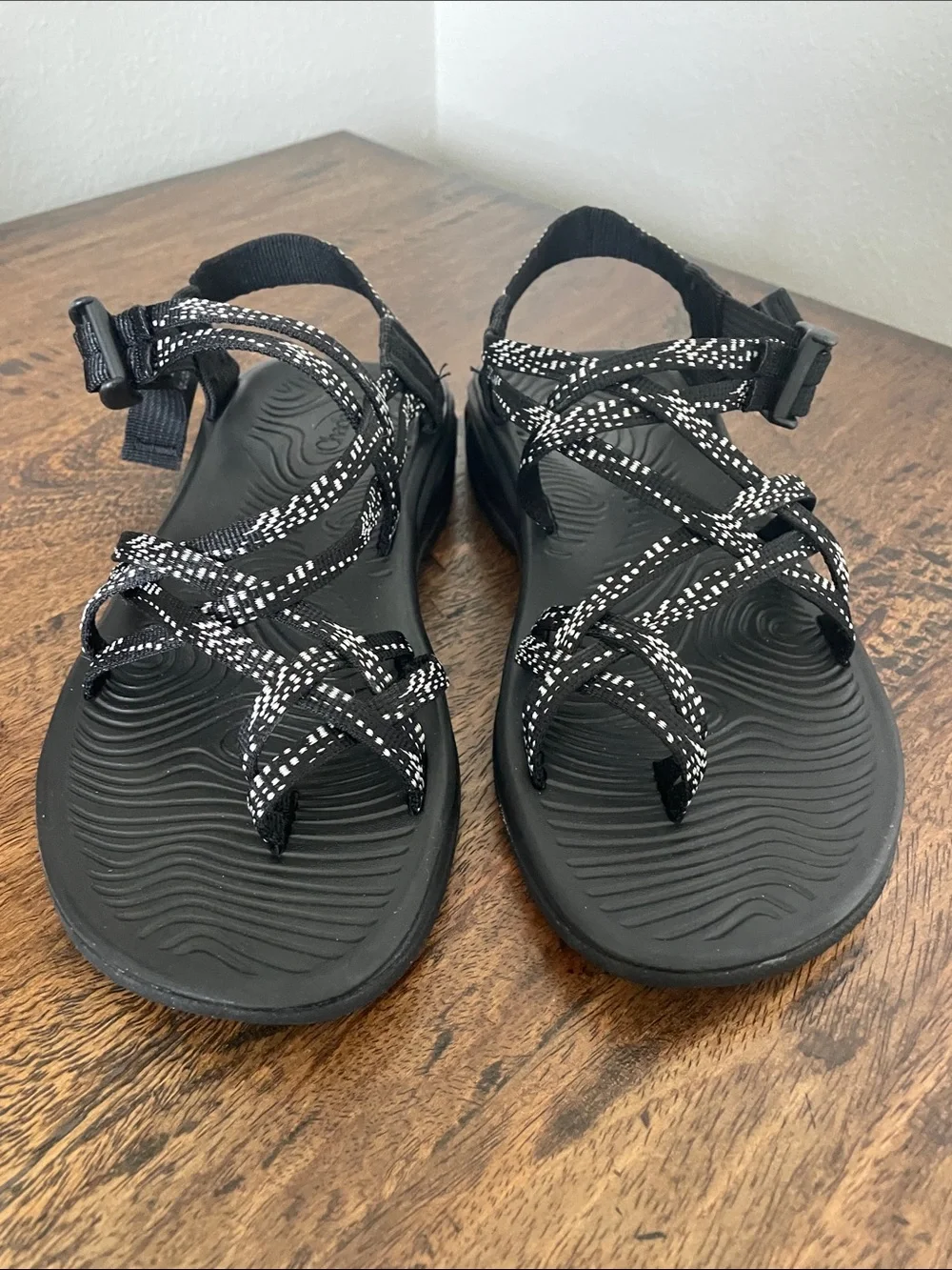 Chaco Black and White Patterned Strappy Women's Sandals